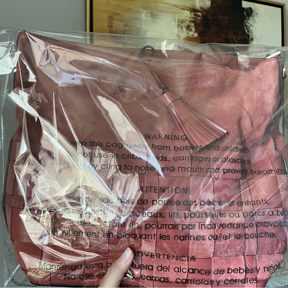 Michael Kors VIVIAN Woven Suede Hobo Shoulder Bag Cinnamon Red - Picture 6 of 6